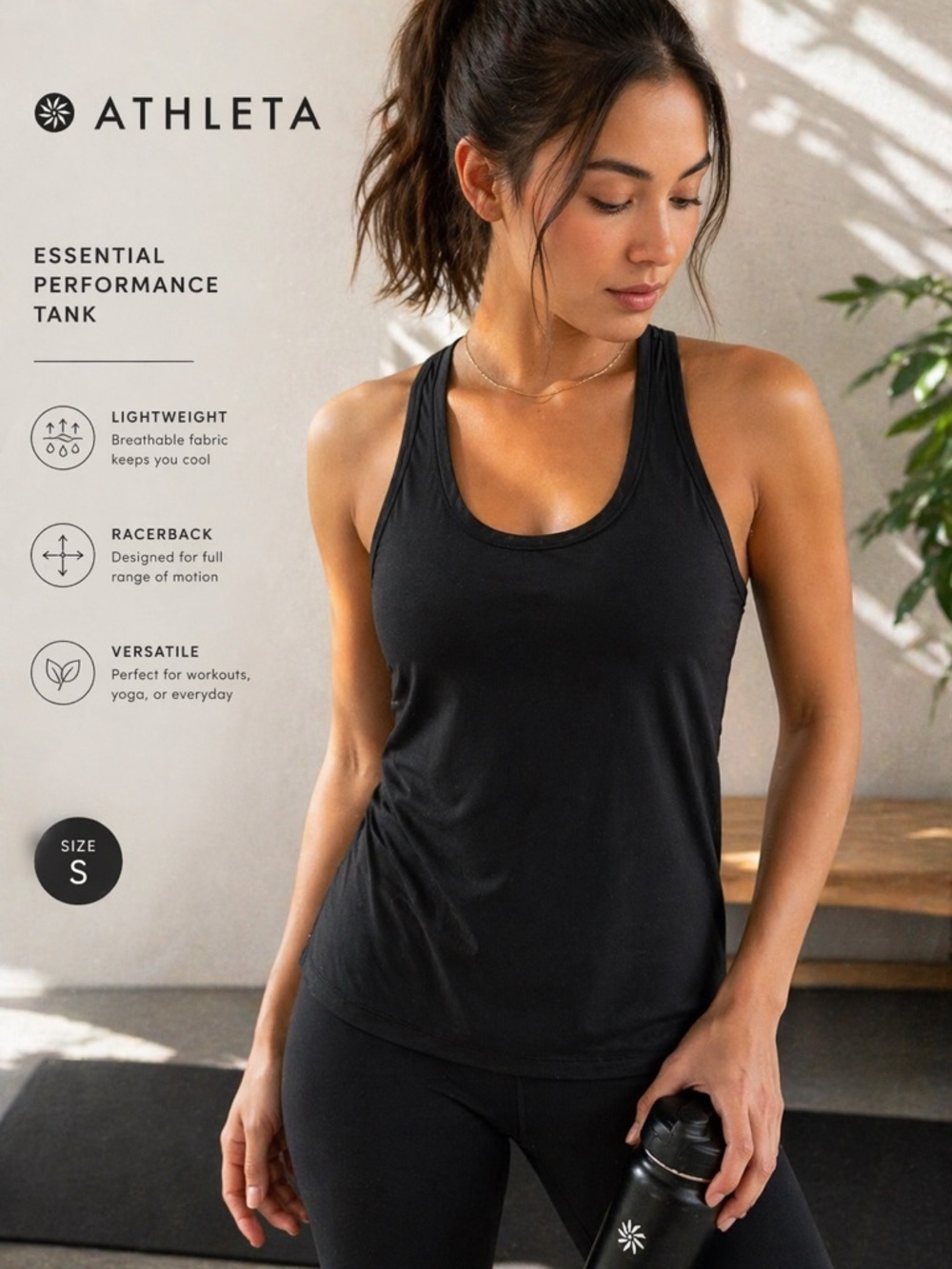 Athleta Black Racerback Performance Tank Size Small